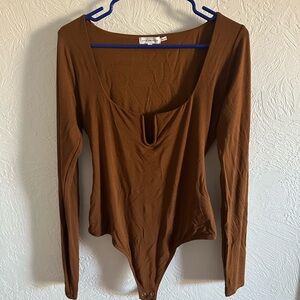 Good American Chocolate Long Sleeve Bodysuit